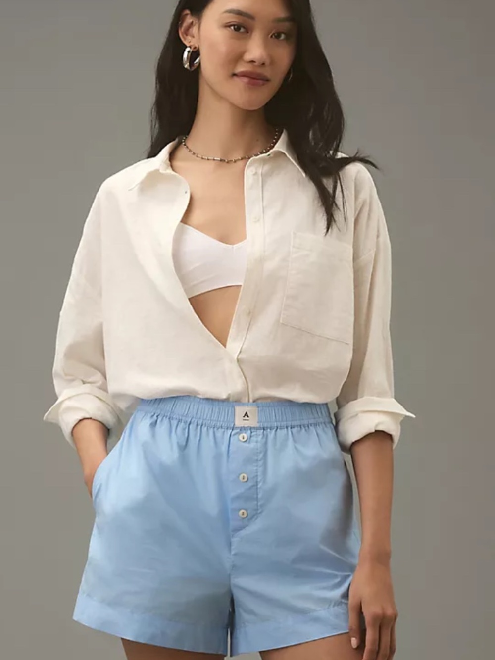 Anthropologie- Wren Boxer Shorts - Size Small - Pale Blue - Picture 4 of 7